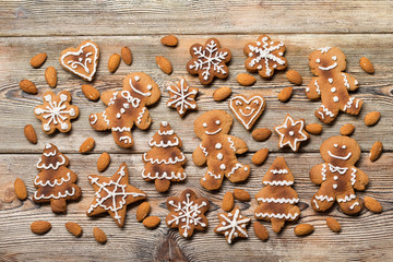 christmas cookies on  wooden.