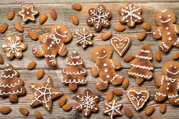 christmas cookies on  wooden.