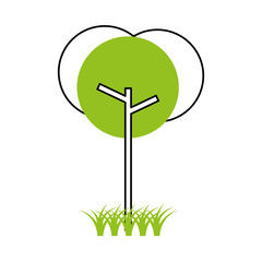 tree grass natural foliage park plant vector illustration