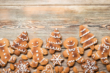 christmas cookies on  wooden.