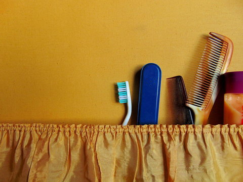 Retro Suitcase With Packed Tooth Brush, Combs