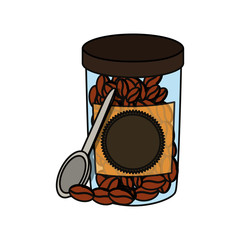 Fototapeta na wymiar bottle with coffee beans icon over white background colorful design vector illustration
