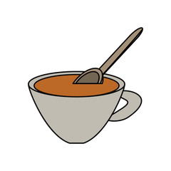 coffee mug and spoon icon over white background colorful design vector illustration