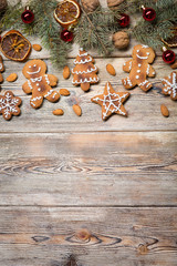 Christmas background on wooden
