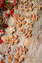 Christmas background on wooden