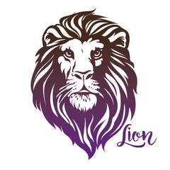 Lion head Logo. Vector illustration for a mascot and t-shirt graphic.