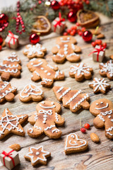 Christmas background on wooden