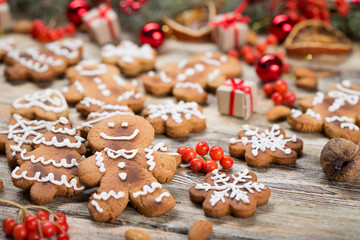Christmas background on wooden