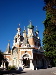 Fototapeta na wymiar Russian Orthodox Cathedral (St. Nicholas) in Nice, France