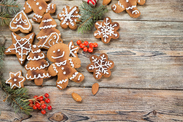 Christmas background on wooden