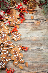 Christmas background on wooden