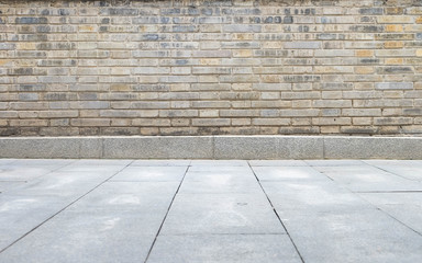 urban street with warehouse brick wall