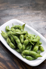 portion of japanese edamame green beans snack starter