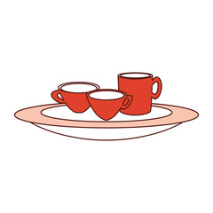 tray with coffee drinks icon over white background vector illustration