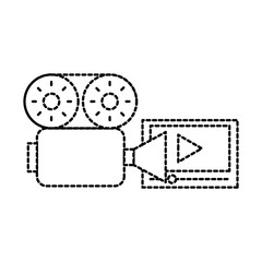 film camera movie table online vector illustration
