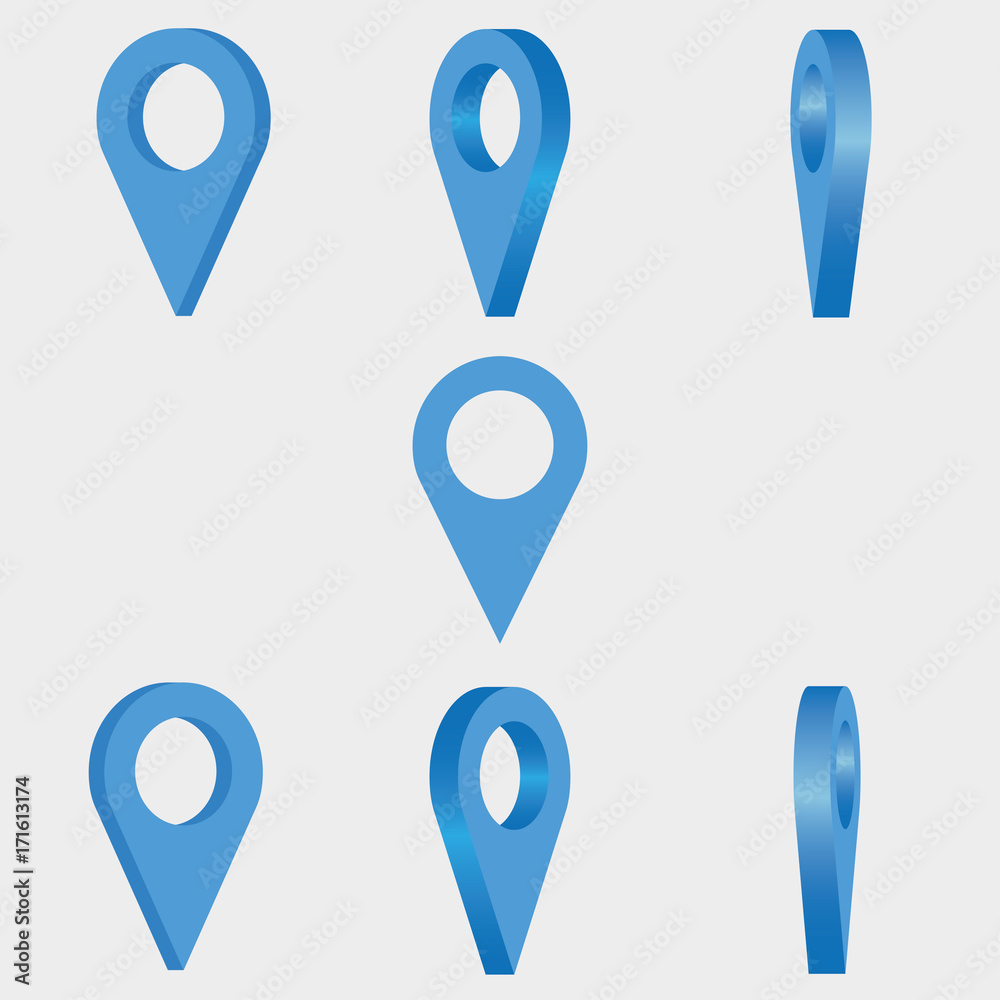 Poster location icon. set of 3d mapping pins. vector illustration.