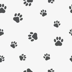 Fototapeta na wymiar Paw seamless pattern. Background with footprint of an animal - cat, dog, bear. Vector illustration.