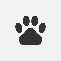 Paw print icon. Footprint of an animal - cat, dog, bear. Vector illustration.