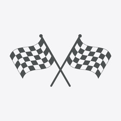 Racing flag icon. Black and white checkered flag. Vector illustration.