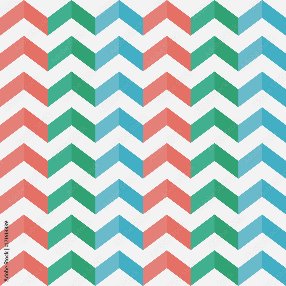 Fototapete zigzag seamless pattern. chevron. multicolored vertical stripes with shadow. texture for clothes, sw
