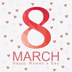 8 march. Women's day card with abstract mosaic eight. Vector illustration.