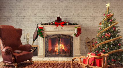 Christmas at home 3D Rendering