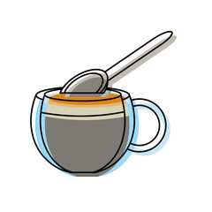 coffee mug and spoon icon over white background colorful design vector illustration