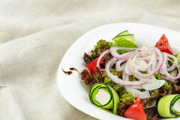 Greek salad with fresh vegetables, feta cheese