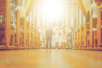 Joniskis Sant Church of the Assumption of the Virgin Mary. Lithuania. The interior. Ecclesiastical ceremony