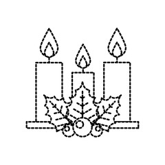 candles and holly berries and leaves christmas decoration vector illustration