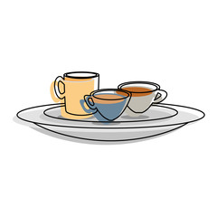 tray with coffee drinks icon over white background vector illustration