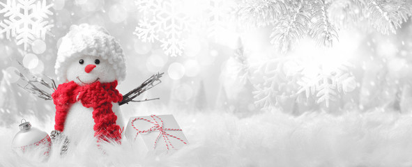 Snowman in winter setting