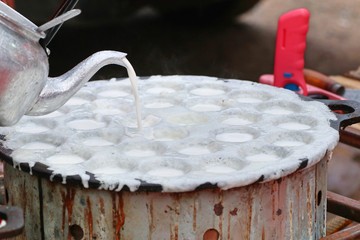 Coconut milk mix sugar and flour
