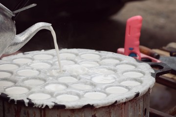 Coconut milk mix sugar and flour