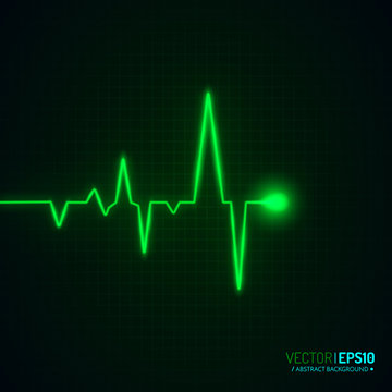 Heart pulse graphic isolated on black. Vector background.