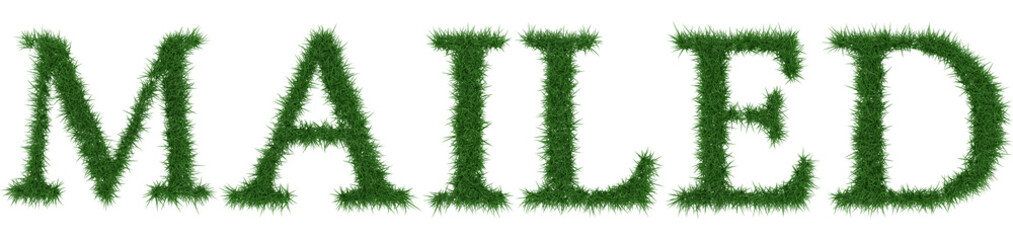 Mailed - 3D rendering fresh Grass letters isolated on whhite background.