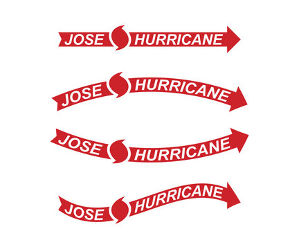 Jose Hurricane red symbol and arrows on a white background. Flat vector illustration EPS 10