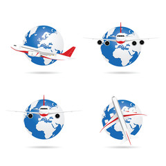 airplane with globe set illustration