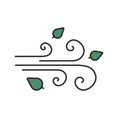 Wind blowing color icon