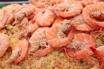 Shrimp fried rice in street food