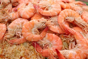 Shrimp fried rice in street food