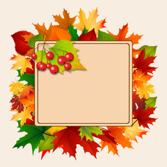 Autumn Abstract Banner With Colorful Leaves.