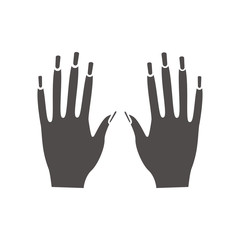 Fototapeta premium Woman's hands with manicure glyph icon