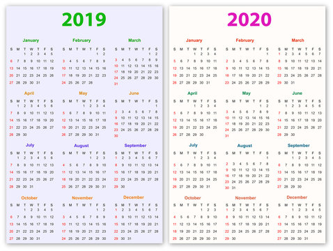 Calendar Design 2019-2020 vector and editable