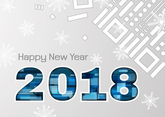 2018 New Year abstract numbers with snowflakes