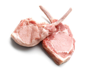 Raw ribs isolated on white