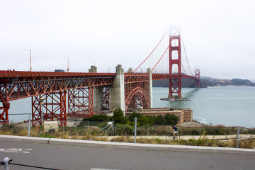 Fototapeta na wymiar The Golden Gate Bridge as seen from Fort Point. San Francisco, California
