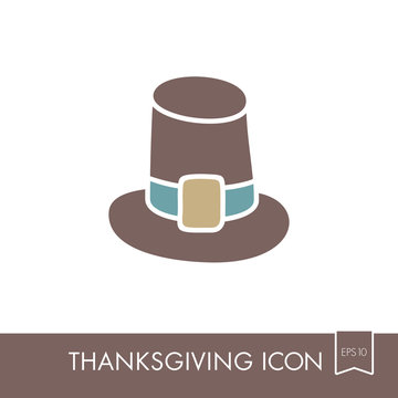Pilgrim hat icon. Harvest. Thanksgiving vector