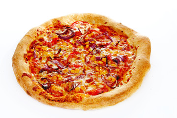 Pizza on white.
