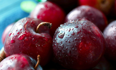 Fresh ripe plums, closeup